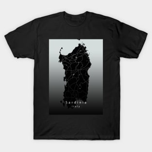 Sardinia Italy Island Map dark T-Shirt